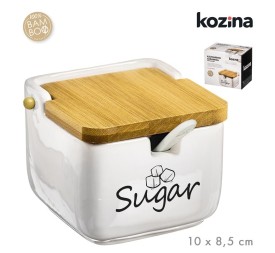 AZUCARERO CERAMICA TAPA BAMBU SUGAR 10x10 cm