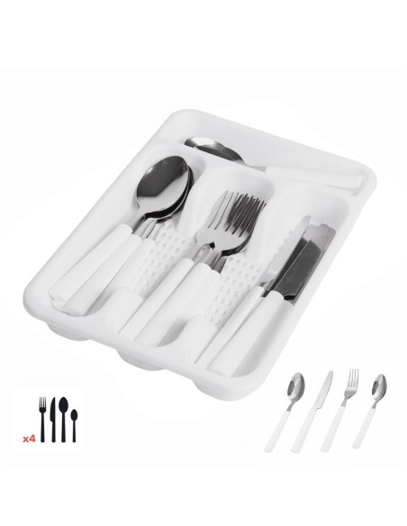 SET 16 PZS CUBIERTOS ACERO INOXIDABLE BLANCO