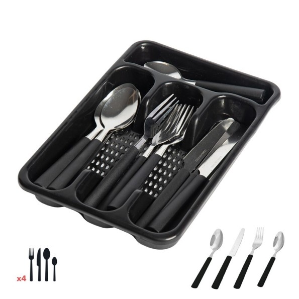 SET 16 PZS CUBIERTOS ACERO INOXIDABLE NEGRO