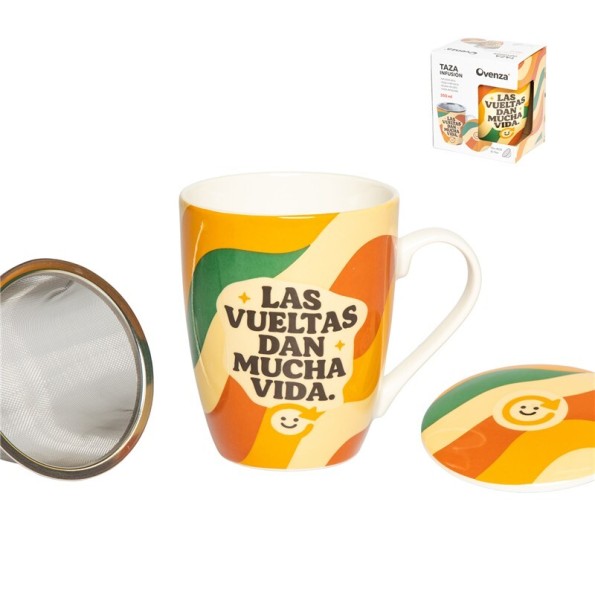 TAZA INFUSION C/ FILTRO 350 ML VUELTAS