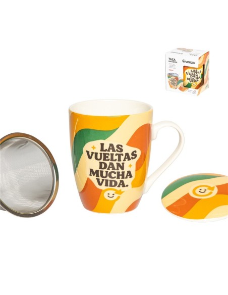 TAZA INFUSION C/ FILTRO 350 ML VUELTAS