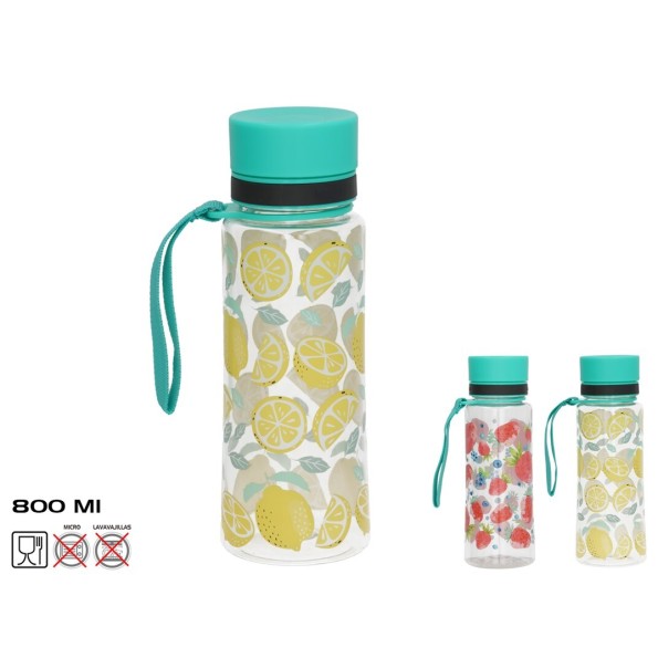 BOTELLA FRUIT PLS 800ML 3 SURT. 21X7,5CM
