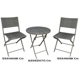 SET TERRAZA MIMBRE PLS 3 PCS SANSA GRIS
