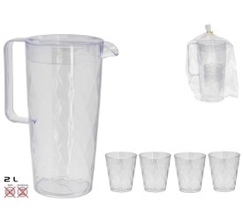 JARRA AGUA C/4 VASITOS AKELO 12X24CM 2L