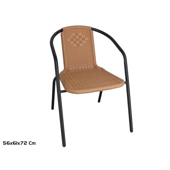 SILLA TERRAZA LUXE RATAN PLS MARRON CLARO 56X61X72