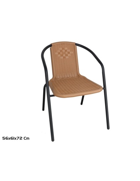 SILLA TERRAZA LUXE RATAN PLS MARRON CLARO 56X61X72