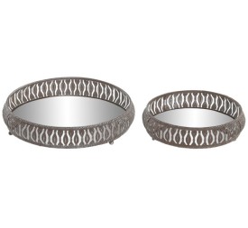 BANDEJA SET 2 METAL ESPEJO 27X27X5,5 ENVEJECIDO