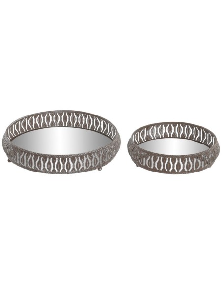 BANDEJA SET 2 METAL ESPEJO 27X27X5,5 ENVEJECIDO
