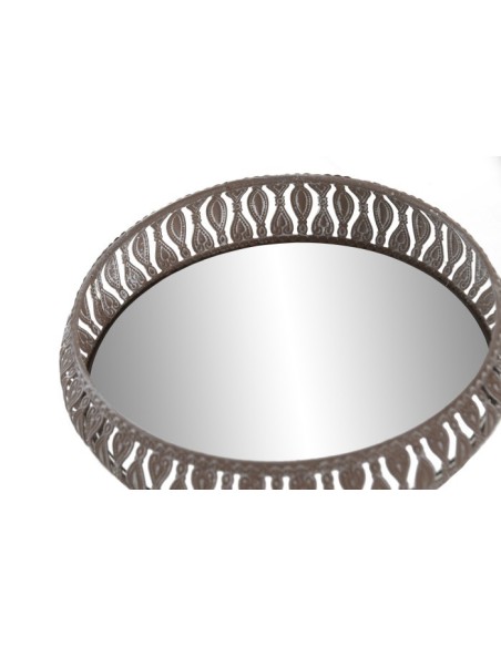 BANDEJA SET 2 METAL ESPEJO 27X27X5,5 ENVEJECIDO
