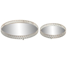 BANDEJA SET 2 METAL ESPEJO 29,5X29,5X4 ENVEJECIDO