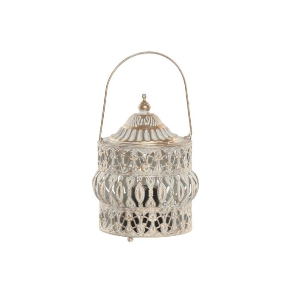 FAROLA 11,5X11,5X15,5 ENVEJECIDO BLANCO LED