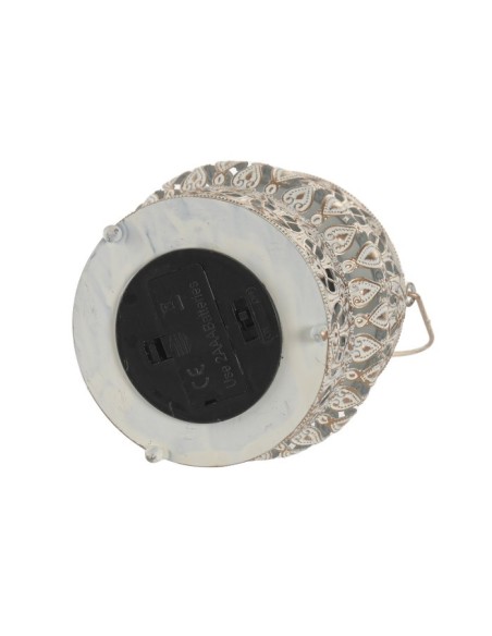 FAROLA 11,5X11,5X15,5 ENVEJECIDO BLANCO LED