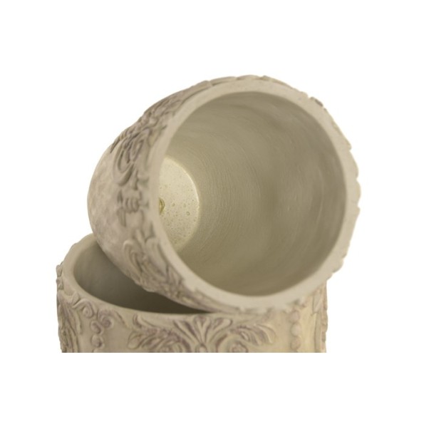 JARRON SET 2 CEMENTO 16X16X23 BARROCO DESGASTADO