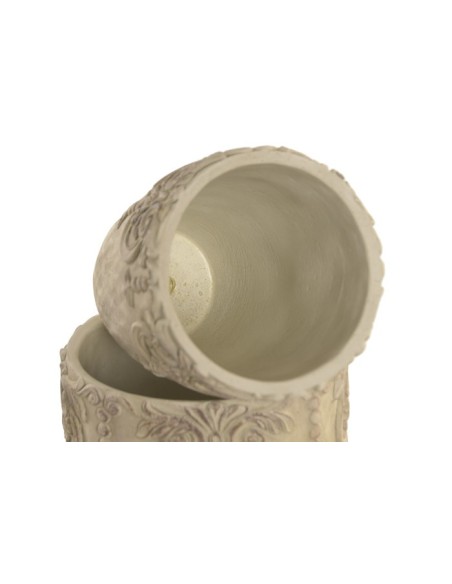 JARRON SET 2 CEMENTO 16X16X23 BARROCO DESGASTADO