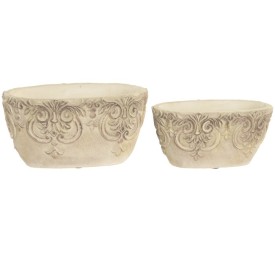 CENTRO MESA SET 2 CEMENTO 22X14X11 BARROCO