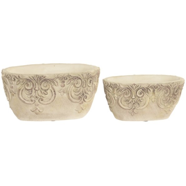 CENTRO MESA SET 2 CEMENTO 22X14X11 BARROCO