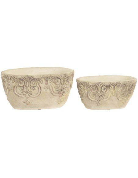 CENTRO MESA SET 2 CEMENTO 22X14X11 BARROCO