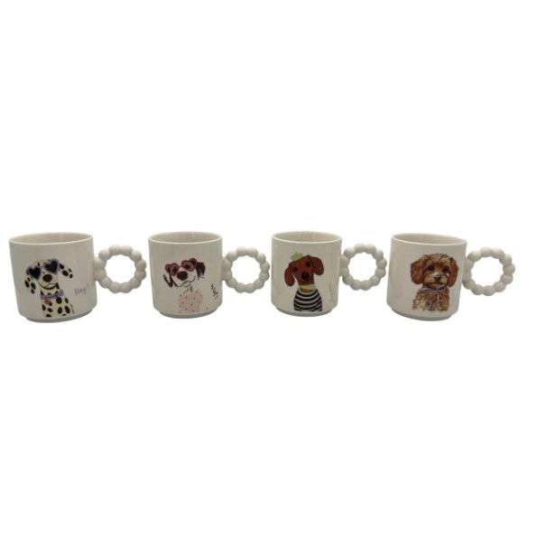 MUG PORCELANA 9X7,5X9,5 420ML PERRO 4 SURT.
