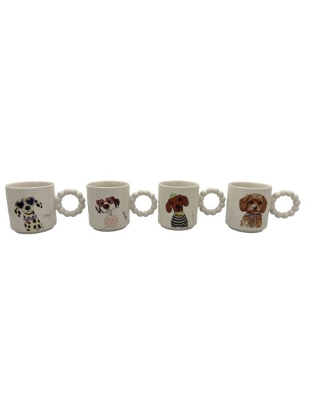 MUG PORCELANA 9X7,5X9,5 420ML PERRO 4 SURT.