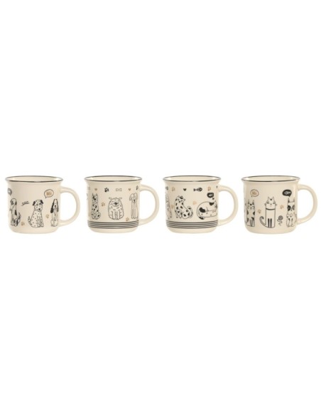 MUG PORCELANA 12,5X9,5X9 340ML GATOS 4 SURT.