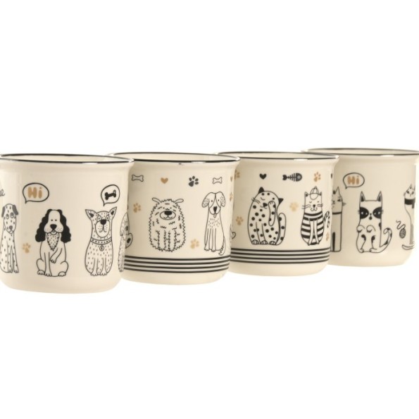 MUG PORCELANA 12,5X9,5X9 340ML GATOS 4 SURT.