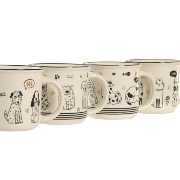 MUG PORCELANA 12,5X9,5X9 340ML GATOS 4 SURT.