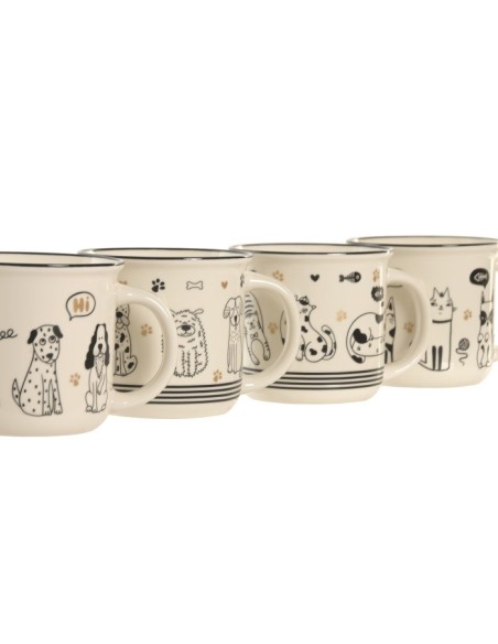 MUG PORCELANA 12,5X9,5X9 340ML GATOS 4 SURT.