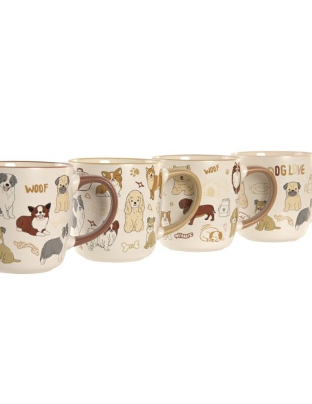 MUG PORCELANA 12,5X9X9,3 380ML PERROS 4 SURT.