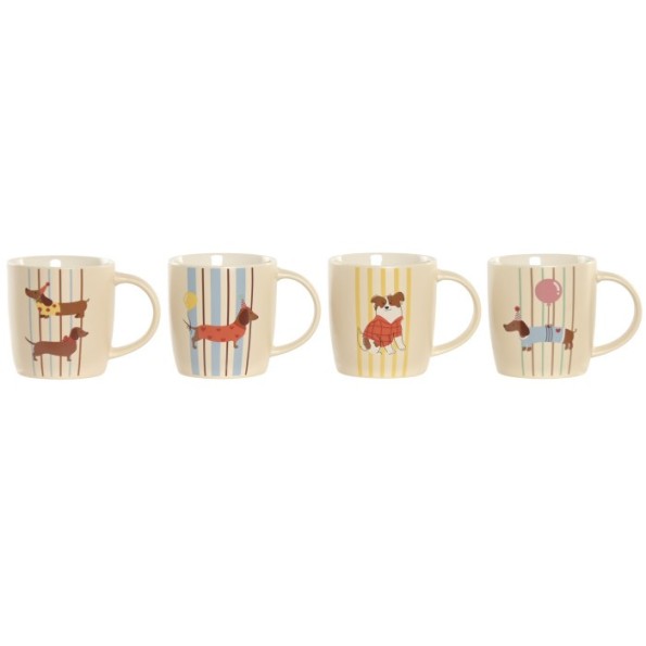 MUG PORCELANA 12X8,5X9,5 365ML PERRO 4 SURT.