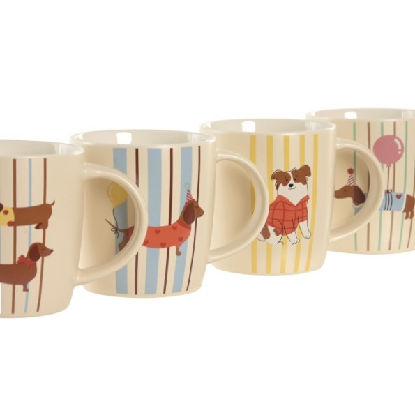 MUG PORCELANA 12X8,5X9,5 365ML PERRO 4 SURT.