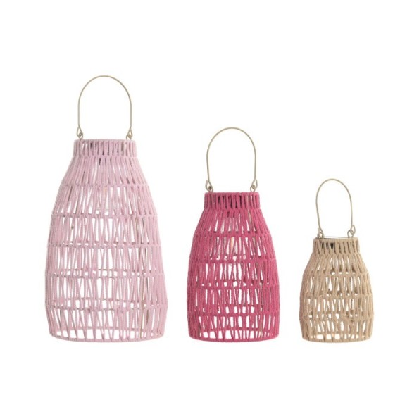 LAMPARA SOLAR SET 3 ALGODON LED 24X24X44 ASA METAL