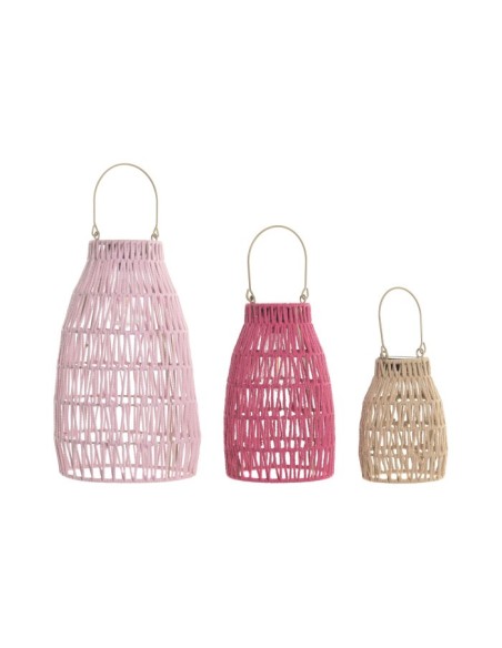 LAMPARA SOLAR SET 3 ALGODON LED 24X24X44 ASA METAL