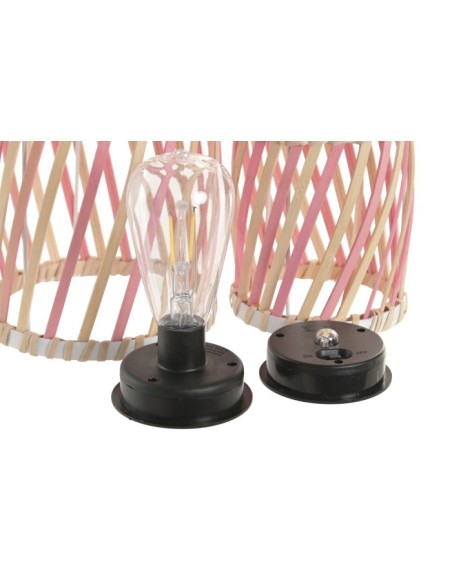 LAMPARA SOLAR SET 3 BAMBU LED 20X20X36 ASA METAL