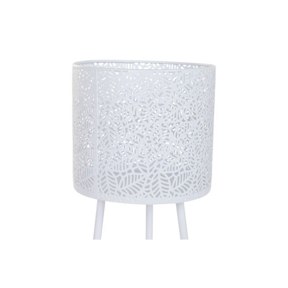 MACETERO SET 2 HIERRO 23X23X66 HOJAS BLANCO