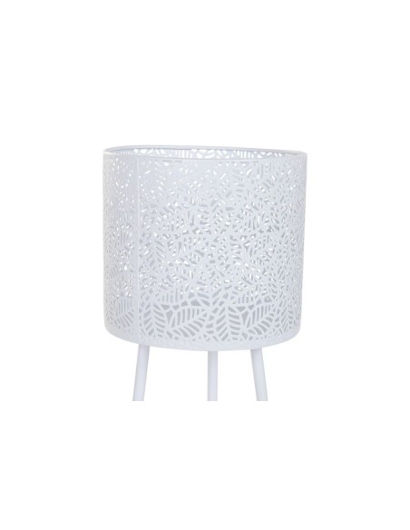 MACETERO SET 2 HIERRO 23X23X66 HOJAS BLANCO