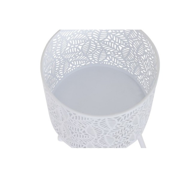 MACETERO SET 2 HIERRO 23X23X66 HOJAS BLANCO