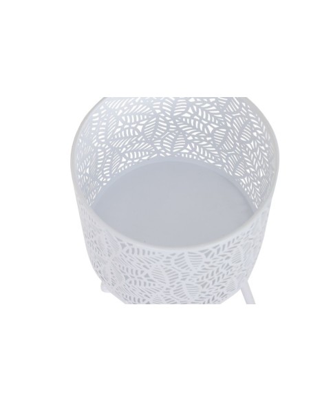 MACETERO SET 2 HIERRO 23X23X66 HOJAS BLANCO