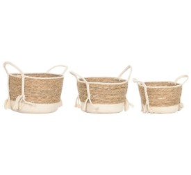 CESTA SET 3 FIBRA ALGODON 25X25X22 CREMA