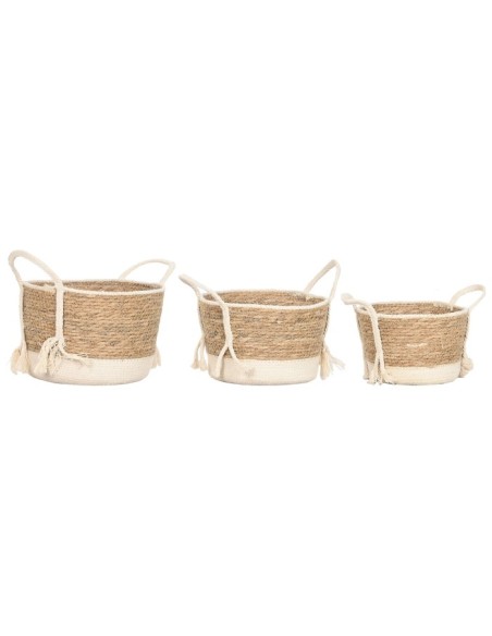 CESTA SET 3 FIBRA ALGODON 25X25X22 CREMA