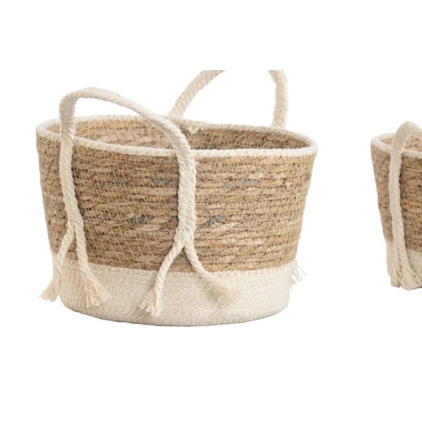 CESTA SET 3 FIBRA ALGODON 25X25X22 CREMA