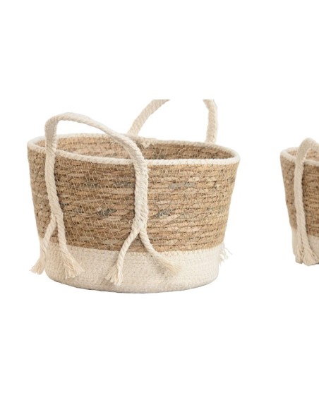 CESTA SET 3 FIBRA ALGODON 25X25X22 CREMA
