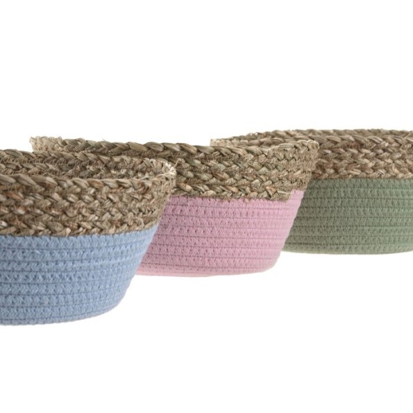 CESTA SEAGRASS ALGODON 26X26X12 3 SURT.