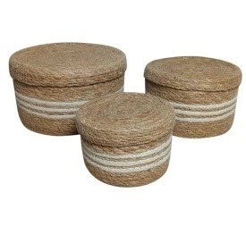 CESTA SET 3 SEAGRASS YUTE 26X26X13 CON TAPA