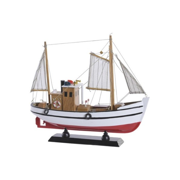 BARCO MADERA 30X8X28 PESQUERO BLANCO