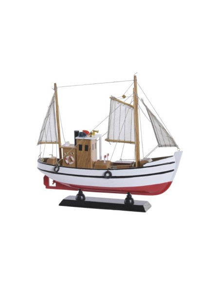 BARCO MADERA 30X8X28 PESQUERO BLANCO