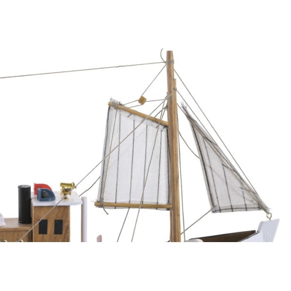 BARCO MADERA 30X8X28 PESQUERO BLANCO