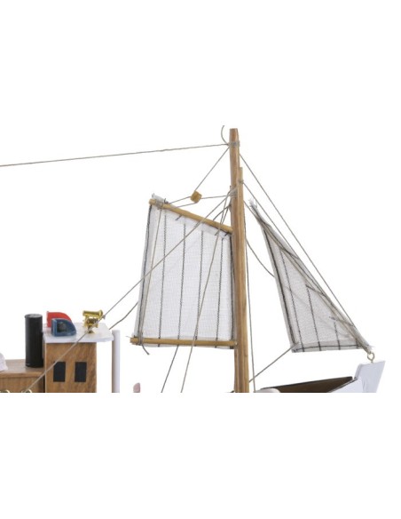 BARCO MADERA 30X8X28 PESQUERO BLANCO