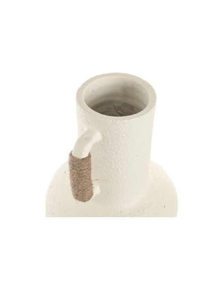 JARRON TERRACOTA RATAN 23X23X45 ASAS BLANCO
