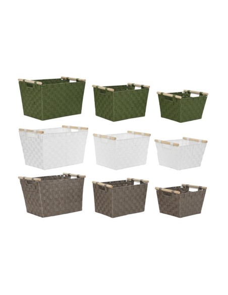 CESTA SET 3 PP MADERA 43X30X30 BRILLANTE 3 SURT.