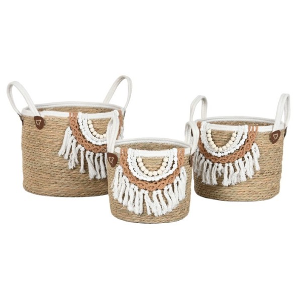 CESTA SET 3 FIBRA ALGODON 33X33X38 NATURAL
